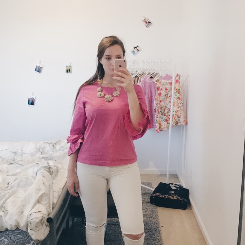 J.Crew Pink Puff Sleeve Top